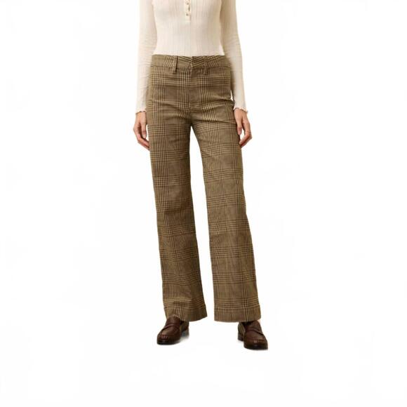 NEW FAHERTY twill tide slim straight pants in wildwood plaid